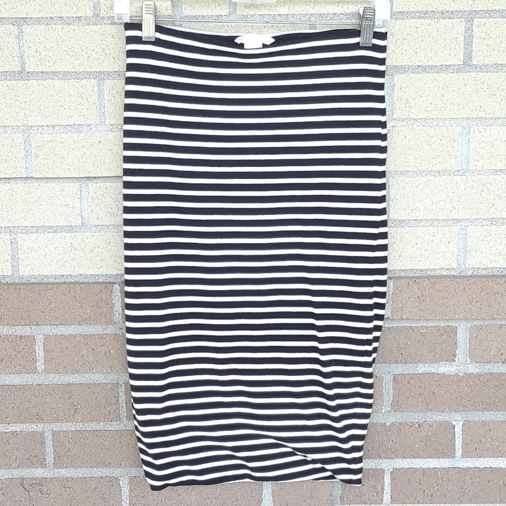 H & M Black and White Striped Pencil Skirt Small
